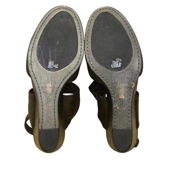 Eileen Fisher Women’s Black Leather Open Toe Slingback Wedge Sandals Size 7.5 - Picture 7 of 8